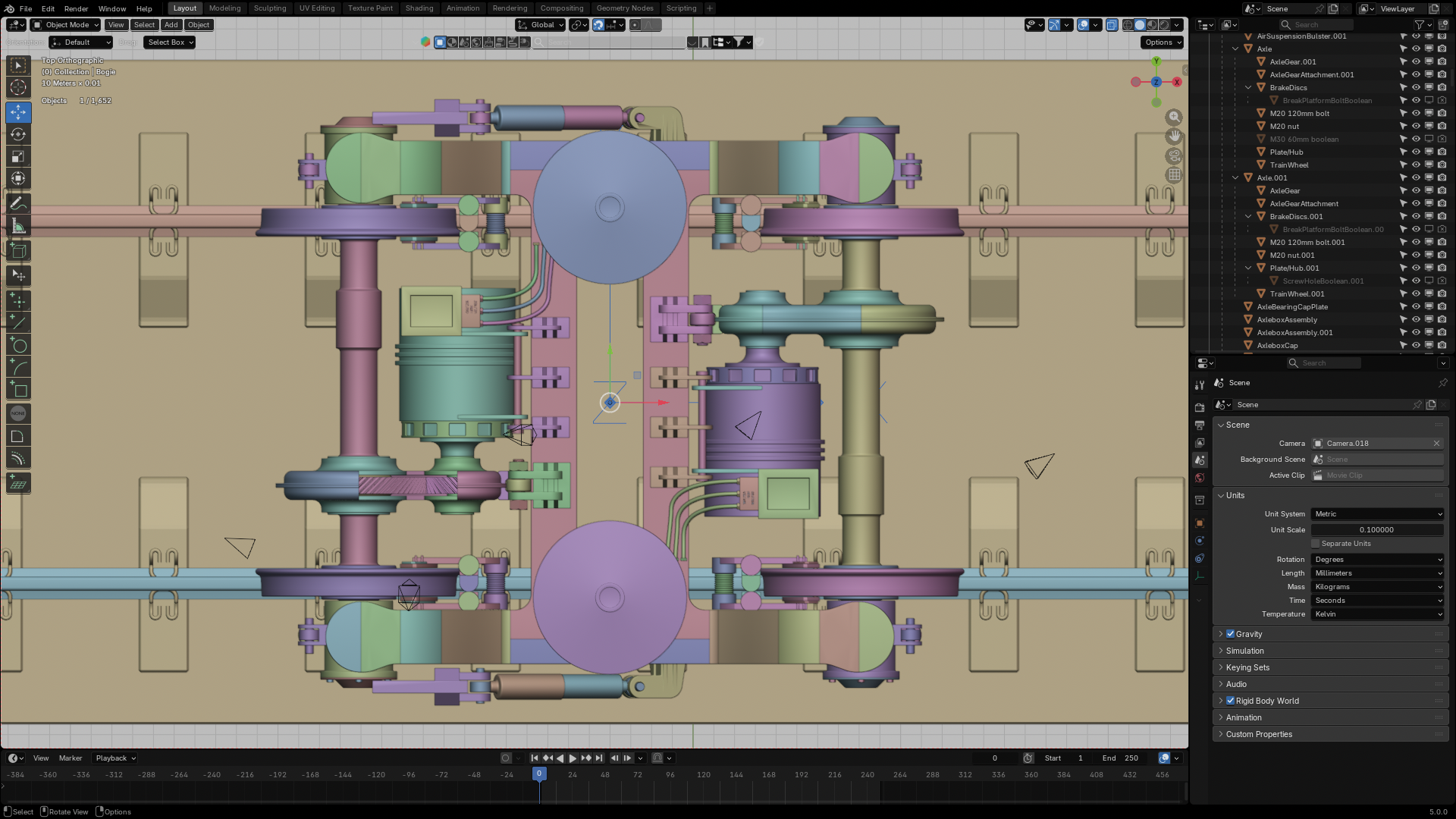 Top view bogie clay render with Blender interface